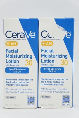 2-Pack CeraVe AM Facial Moisturizing Lotion 3 Oz Broad Spectrum SPF 30 Exp 08/27