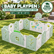 Baby Playpen 14 Panel - Kids Safety Activity Play Yard Center 65"L x 48"W x 24"H