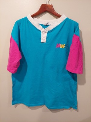 Vintage 80s Ashland colorful Shirt L - XL Multicolor Button VTG Fashion Tee Rare