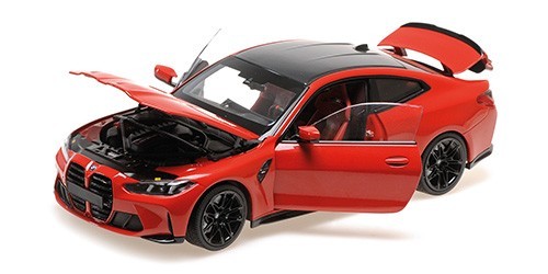 BMW M4 2024 Minichamps rouge métallisé 1/18 voiture miniature de sport 110020140