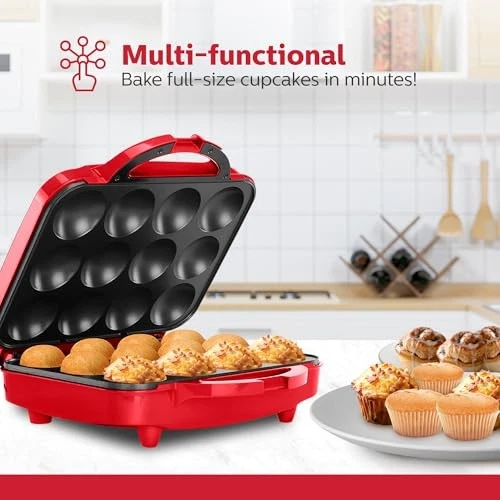 Holstein предметы домашнего обихода Cupcake Maker, антипригарное покрытие, красный - делает 12 полный размер - Изображение 3 из 4