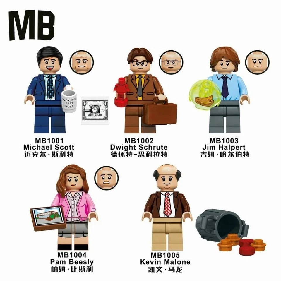 American Office Comedy Dwight 5 x minifigure Lego personalizzate eroe giocattolo minifigure