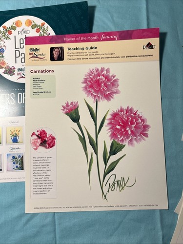 Plaid Folk Art One Stroke Painting Worksheet Pack -flowers of the month - Picture 5 of 16