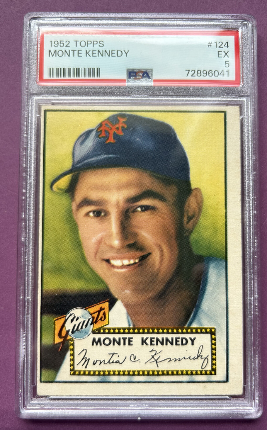 1952 Topps Baseball Set Break #124  Monte Kennedy  PSA 5  EX Red Back New Label