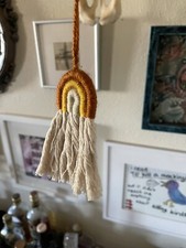 boho rainbow fringe small tiny dreamcatcher wall hanging rainbow 4  