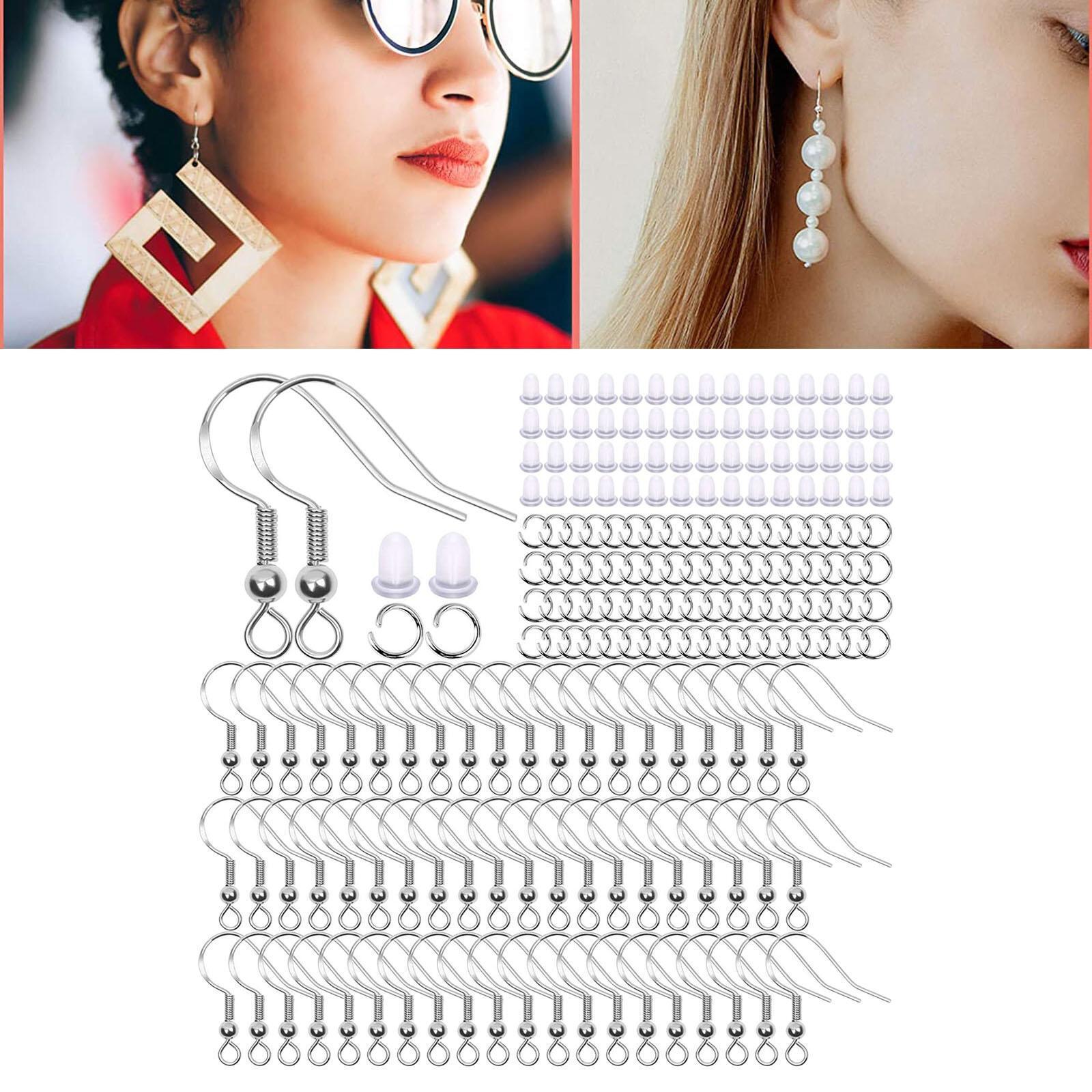 Earring Making Set Jump Rings Earplugs 75Pairs Fish Hook Multipurpose