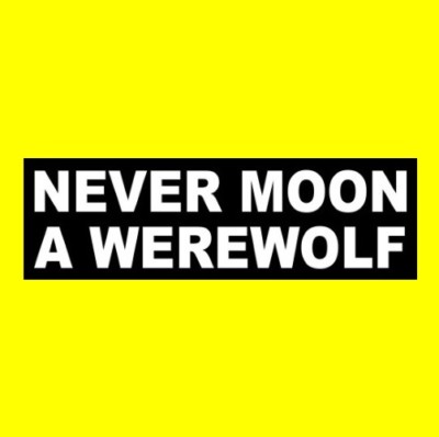 Funny ''NEVER MOON A WEREWOLF'' prop horror decal BUMPER STICKER monster, classic