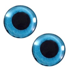 Pair Blue Snow Inspired Owl Glass Eyes Jewelry Doll Taxidermy Flatback Cabochons