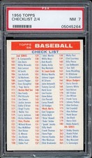 1956 Topps Baseball Checklist 2/4 PSA 7