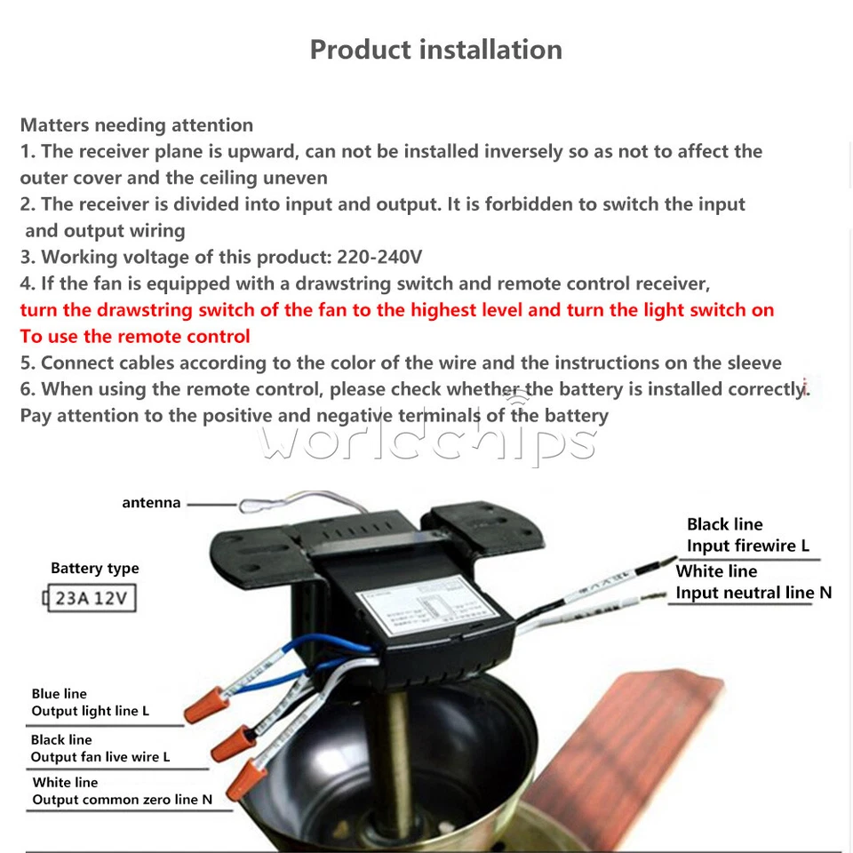 Universal Ceiling Fan Lamp Light Remote Control Receiver Kit Timing 110V/220V - Image 3 of 4