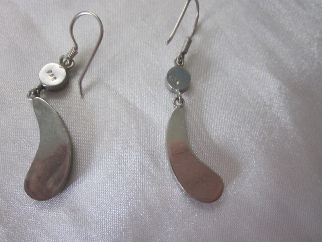 Sterling Silver Abalone Shell Teardrop Dangle Ear… - image 3