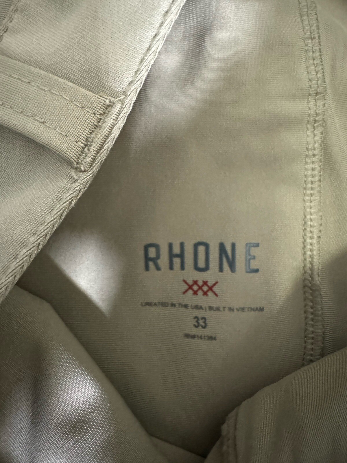 Rhone Commuter Pant Classic Mens 33 Beige Performance Stretch Pocket Chino Flaw