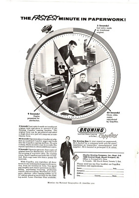1959 Print Ad Bruning Copyflex The fastest minute in paperwork! Watch Illus