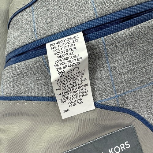 Michael Kors Mens Classic Fit Windowpane Stretch Sport Coat Gray 38R - Picture 5 of 5