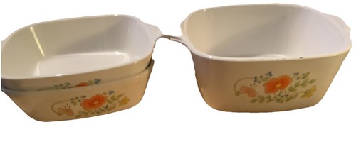 Vtg 70’s Lot 3 Corning Ware Wildflower Casserole Dishes No Lids 2 3/4 C & 1 3/4 - Picture 2 of 8