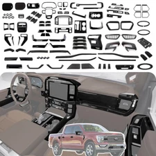 Gloss Black Center Console Steering wheel Full Decor Covers For Ford F150 2021+