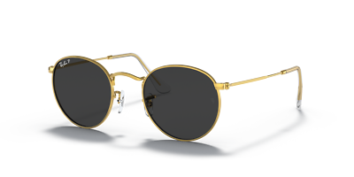 Ray-Ban Round Metal Polarized Gold Black 50 mm Sunglasses RB3447