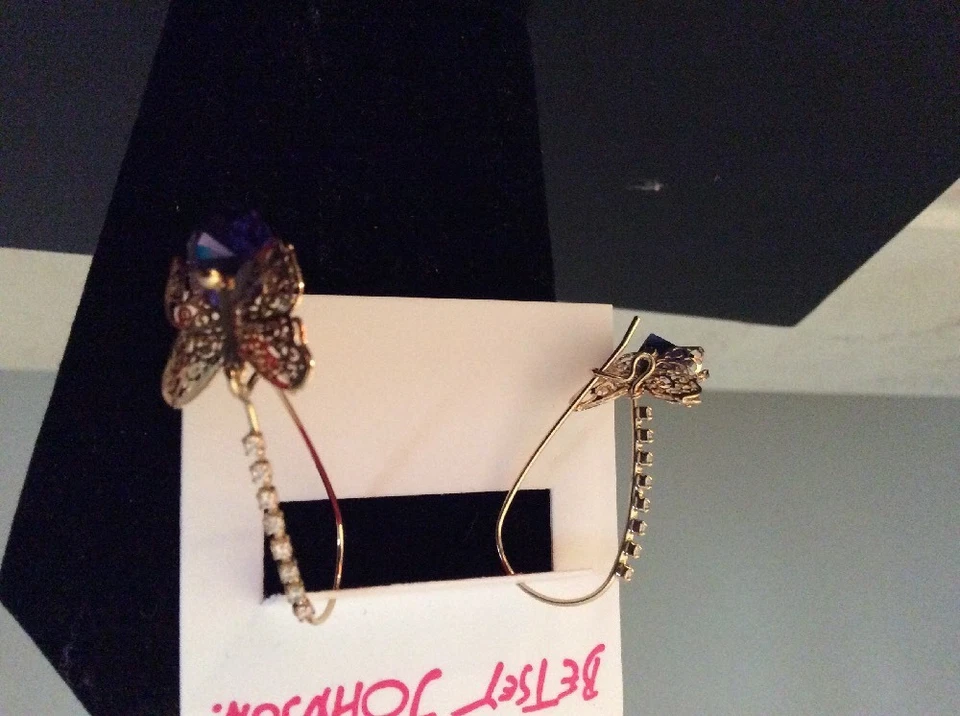 Betsey Johnson Joyería PENDIENTE GANCHO MARIPOSA PASTORES DE OTOÑO $40 BL 26 Foto 3 de 4