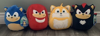 Squishmallows Sonic Hedgehog Knuckles Tails Shadow 8  Lot of 4 NEW KellyToys NWT