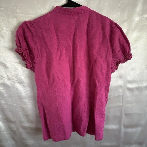 Ecologie Leinen Shirt Oberteil Damen M Kurzarm Knopfleiste - Bild 2 von 7