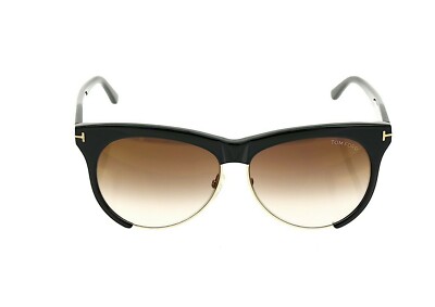 Tom Ford Women's Black Leona 59mm Half Rim Gradient Brown Lens Sunglasses R2957