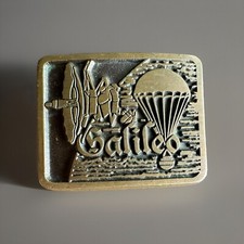 Vtg 1980s Solid Brass/Bronze Belt Buckle Galileo Space Mission