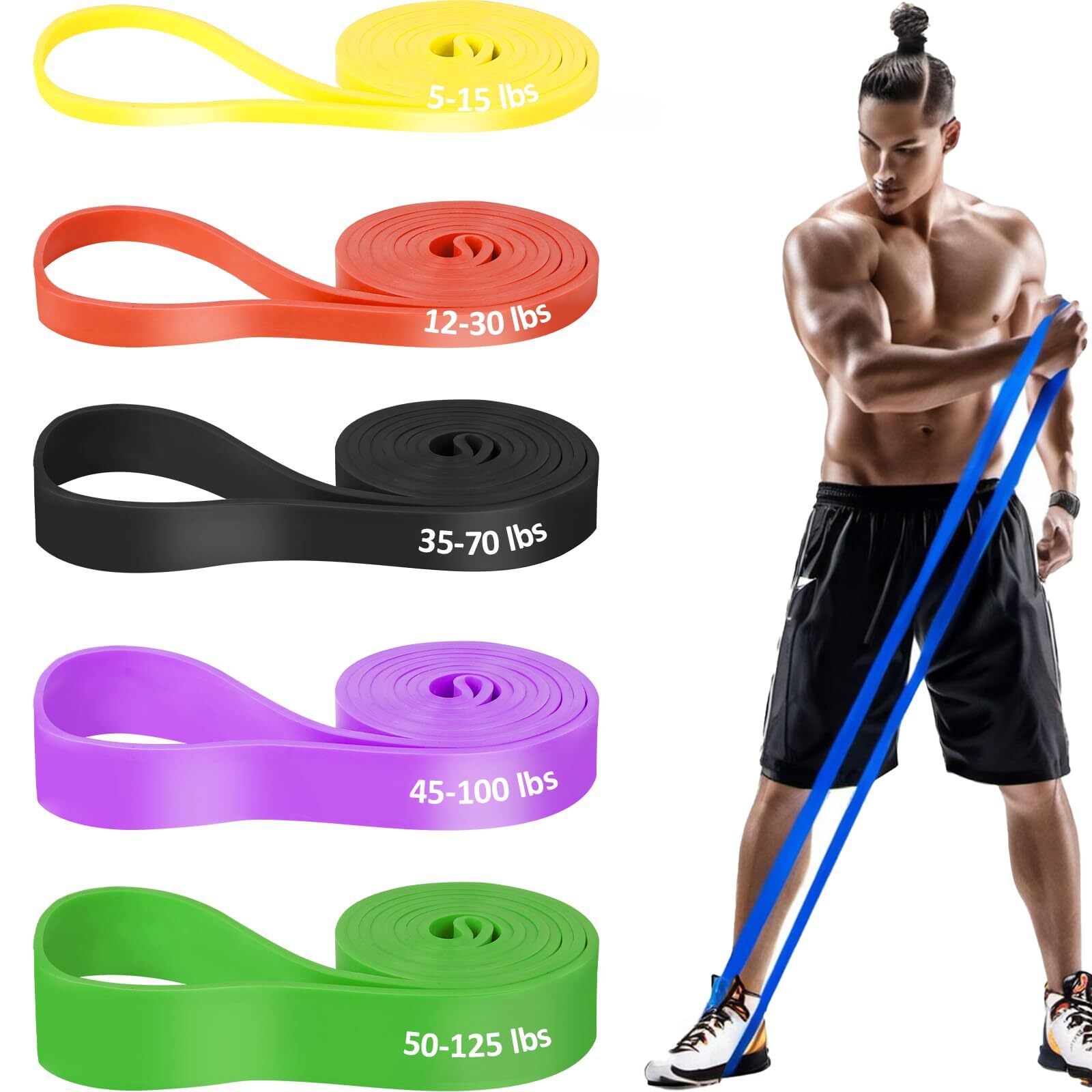 Hperycal Pull Up Bands Resistance Set - Natural Latex Exercise Bands for Men ...