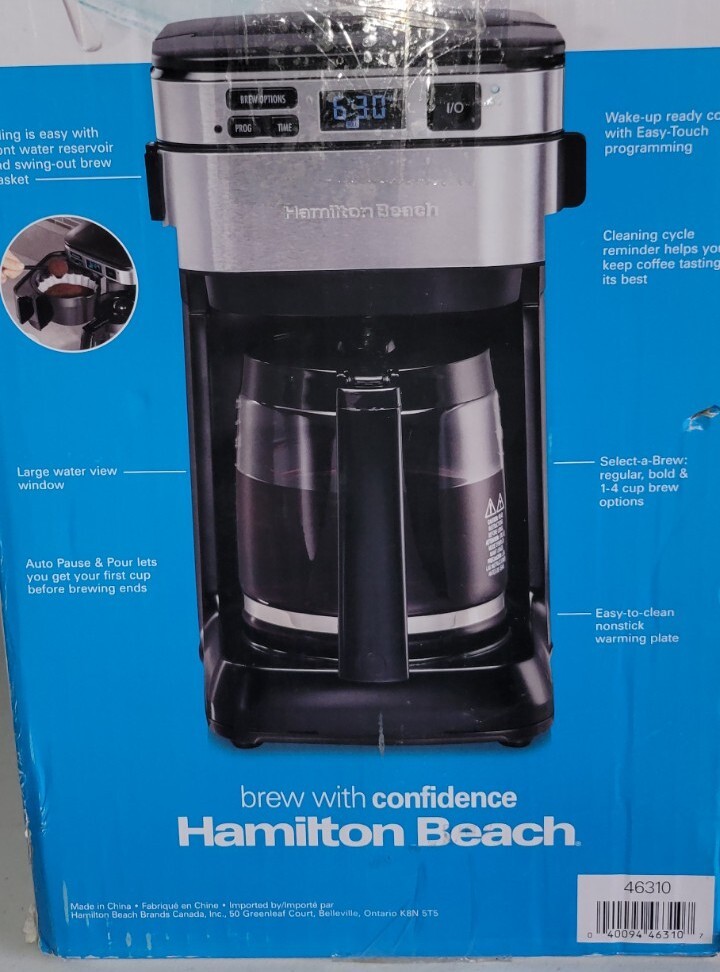 Hamilton Beach Front Fill Programmable Coffee Maker 12 Cups Front