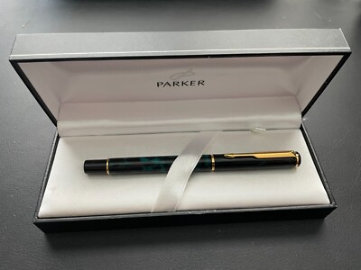 New in Box 2001 RARE Parker Rialto Laque Aqua marbled Fountain Pen Made in UK