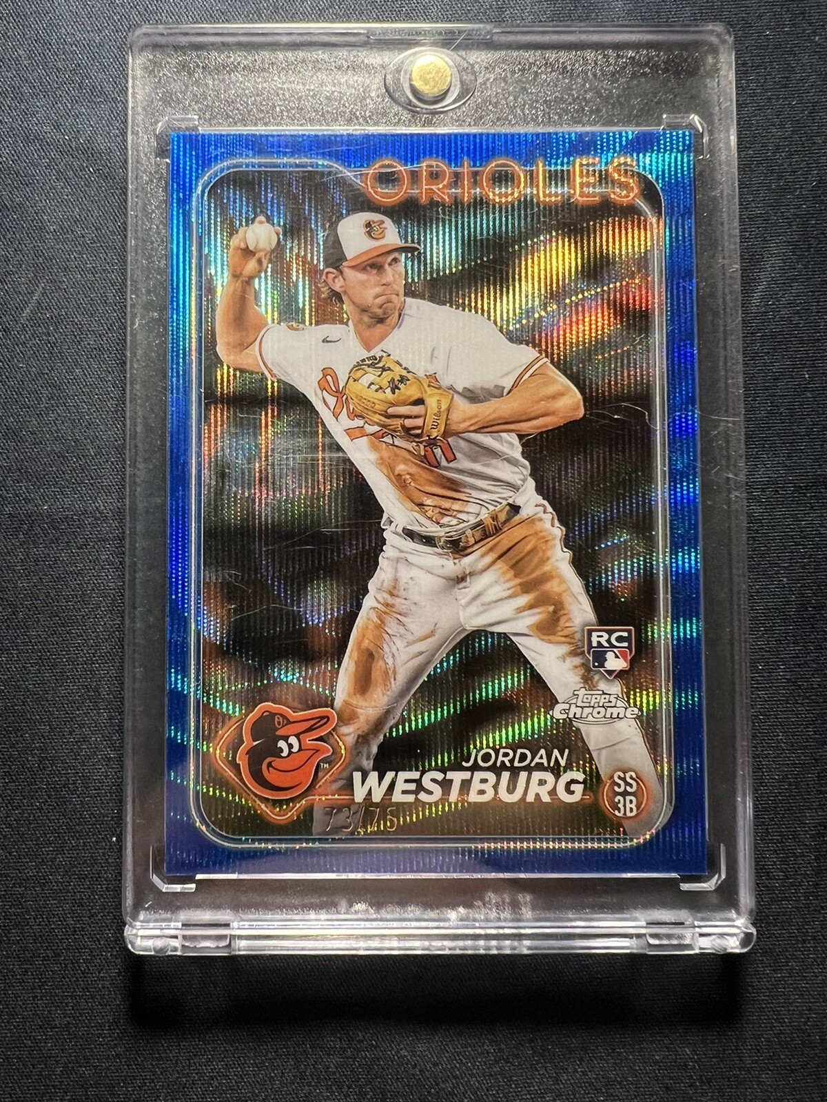 2024 Topps Chrome Jordan Westburg RC Blue Wave Refractor 73/75 Orioles #277