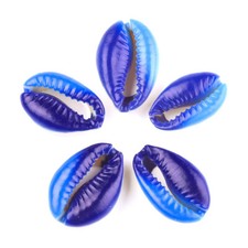 10pc RoyalBlue Printed Cowrie Shell Beads No Hole Sea Shell Loose Spacer 20 25mm