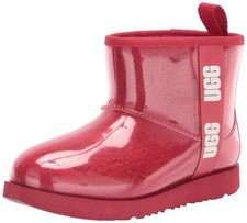 UGG Classic Clear Mini II Fashion Boot, Samba RED, Kids Size 4 Unisex