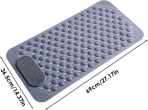 Non Slip Tub Mat | 27.2 * 14.4In Bath Mat with Suction Cups | Long Bath Tub Floo - Picture 4 of 11