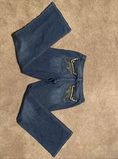 Vintage Cache Bootcut Blue Jeans Flap Pockets Embellished Sz 12