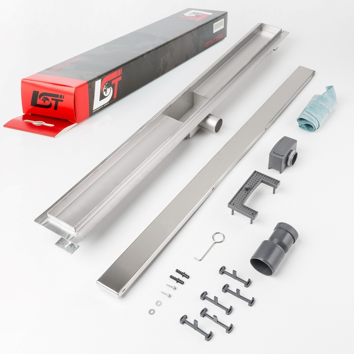 Shower channel tilable 900 x 70 mm height adjustable drain grate