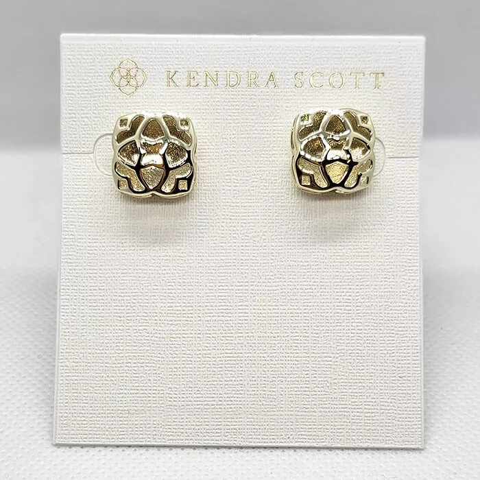 New Kendra Scott Signature Tima oversized stud Gold earrings eBay