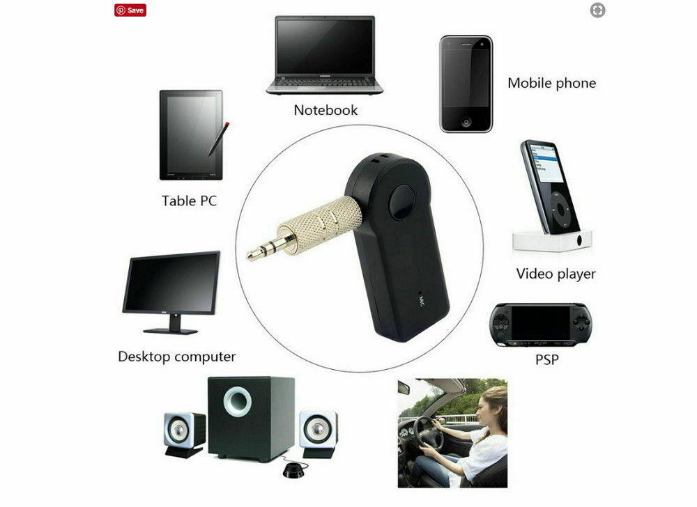 Wireless Bluetooth 3.5mm AUX Audio Stereo Music Home Car