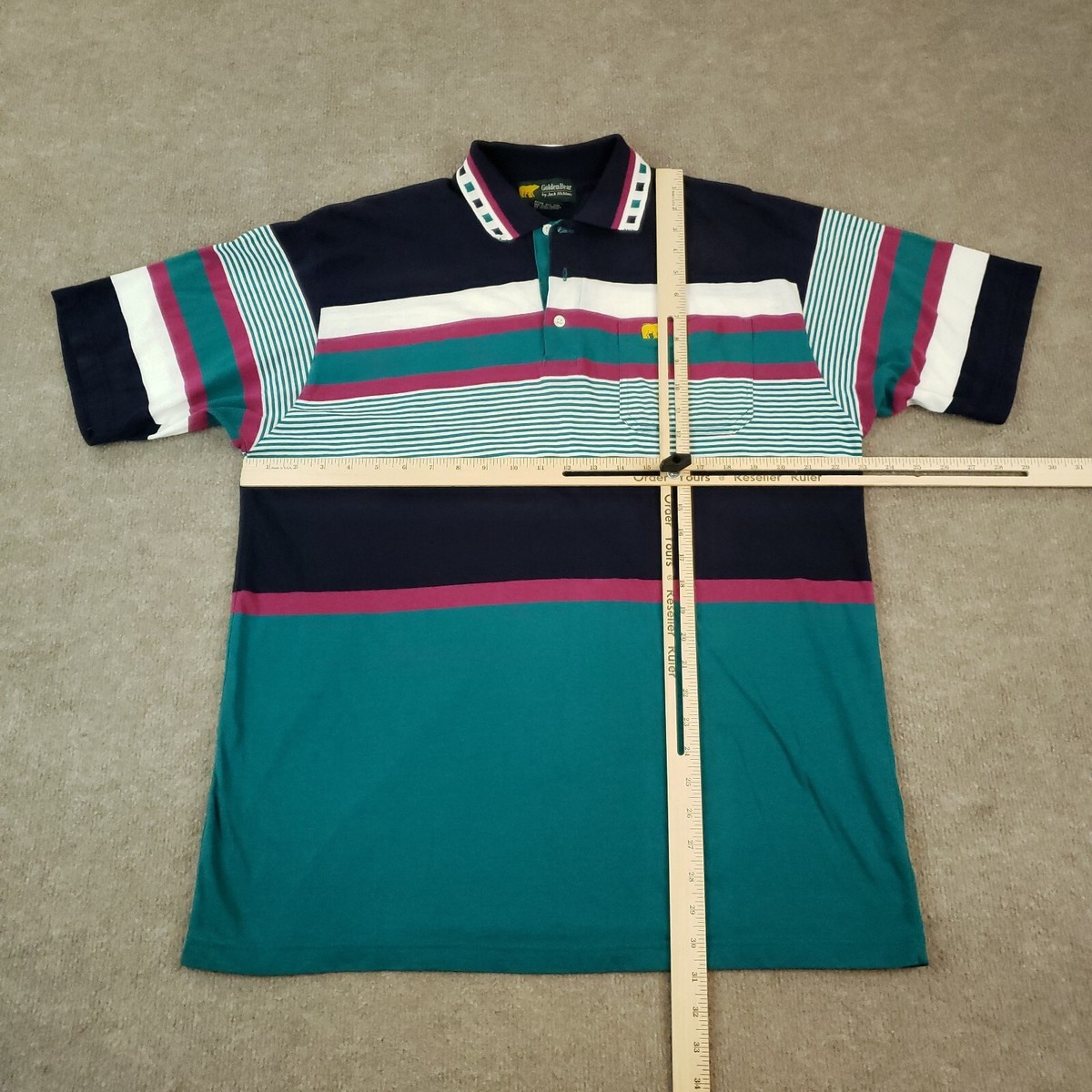 Jack Nicklaus Polo Shirt Men XL Blue Purple Striped Short Sleeve