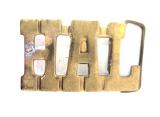 Vintage Belt Buckle Named HAL Solid Brass Cut Hippie Cowboy Trucker Name Custom.