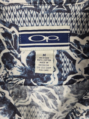 Ocean Pacific Menswear Navy Aloha Hemd blau Blumen Medium KOSTENLOSER VERSAND - Bild 2 von 7