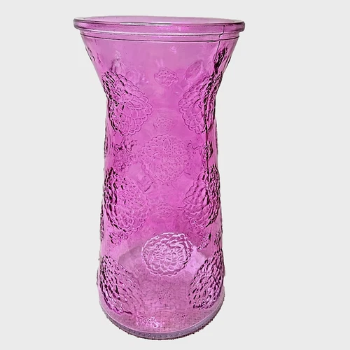 Rare Fenton? Cranberry Glass Vase Early 1900s Impressed Acorn On Base 10"