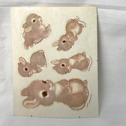 Vintage Fluffy Stickers 1981 Soft & Furry Bunnies Hallmark Fuzzy Bunny - Picture 2 of 4