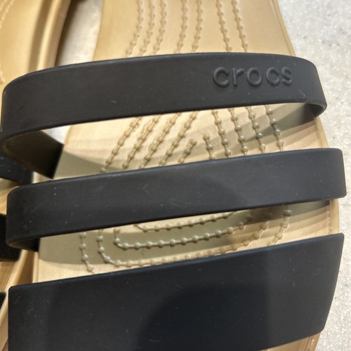 Crocs Tulum Strappy Slide Comfort Black Sandals Women's 10 Flats EUC - Picture 5 of 11