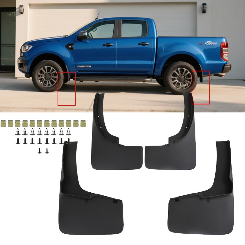 For Ford Ranger 2019-2023 Splash Guards Front and Rear Mud Flaps Mudguards 4 pcs