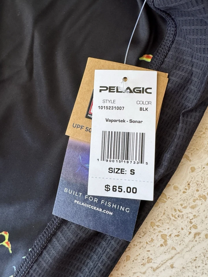 Camisa de pesca Pelagic Vaportek negra con sonar manga larga talla pequeña nueva con etiquetas 🎣 Foto 4 de 4