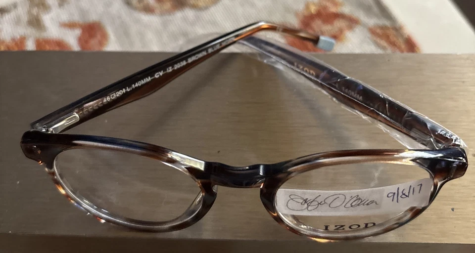 MARCOS DE GAFAS IZOD IZ2038 46/20/140 MARRÓN CUERNO AZUL ¡TOTALMENTE NUEVOS!! Foto 3 de 3
