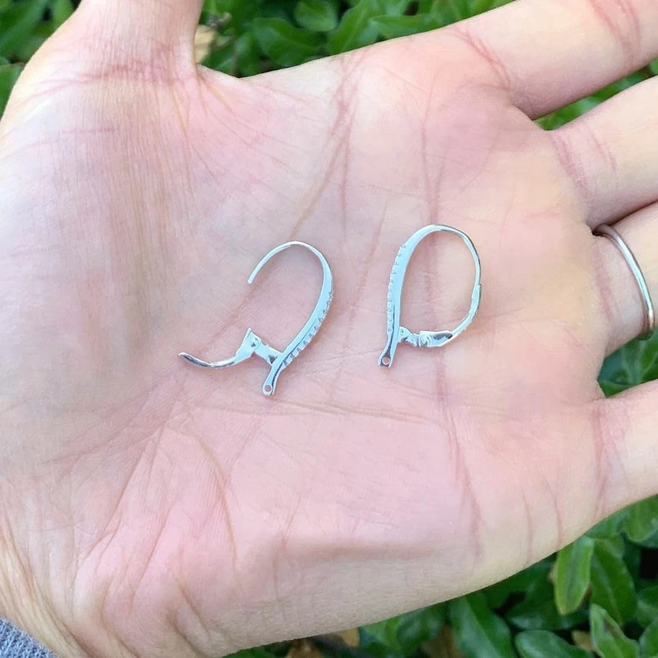 5 Pairs 925 Sterling Silver Leverback Earring Hooks with 10 CZ for DIY Elegance - Image 4 of 4