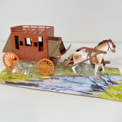 Old West Stagecoach Miniature 2 Horse Team 1/24 G Scale Diorama Display Set