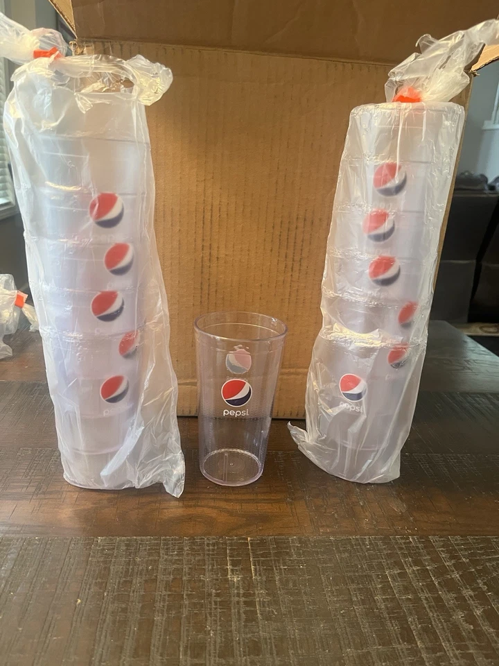ACIM Pepsi Cola Logo Restaurant Style Clear Plastic Tumbler Cups 16 oz Lot of 12 - Image 2 of 4