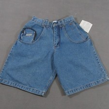 Vintage Corniche Denim Shorts Womens 32 Cargo Blue High Waist Deadstock